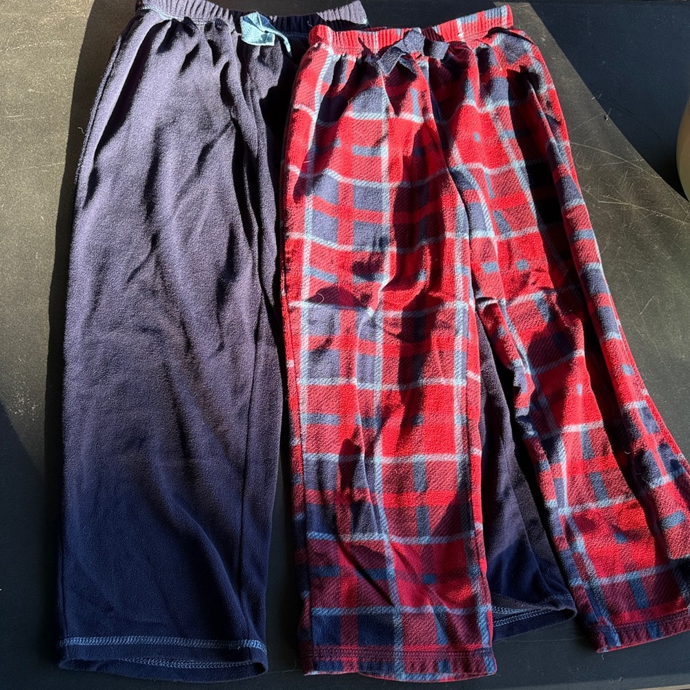 St Eve kids red and blue Plaid and Solid navy Kids Pajama Pants Set size 7